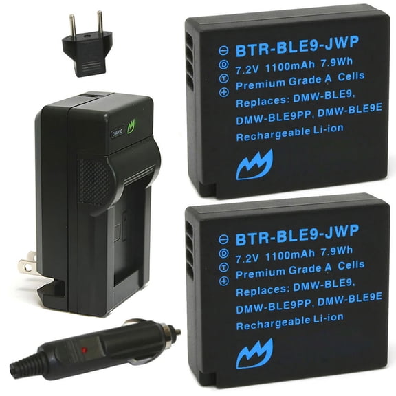 Replacement for Leica D-Lux 7 Battery (2-Pack, 1100mAh) and Charger with Car Adapter