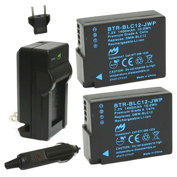 Replacement for Leica Lumix DMC-G7 Battery (2-Pack, 1400mAh) and Charger with Car Adapter