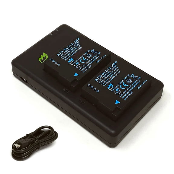 Replacement for Leica V-Lux 4 Battery (2-Pack, 1400mAh) and Micro USB Dual Charger