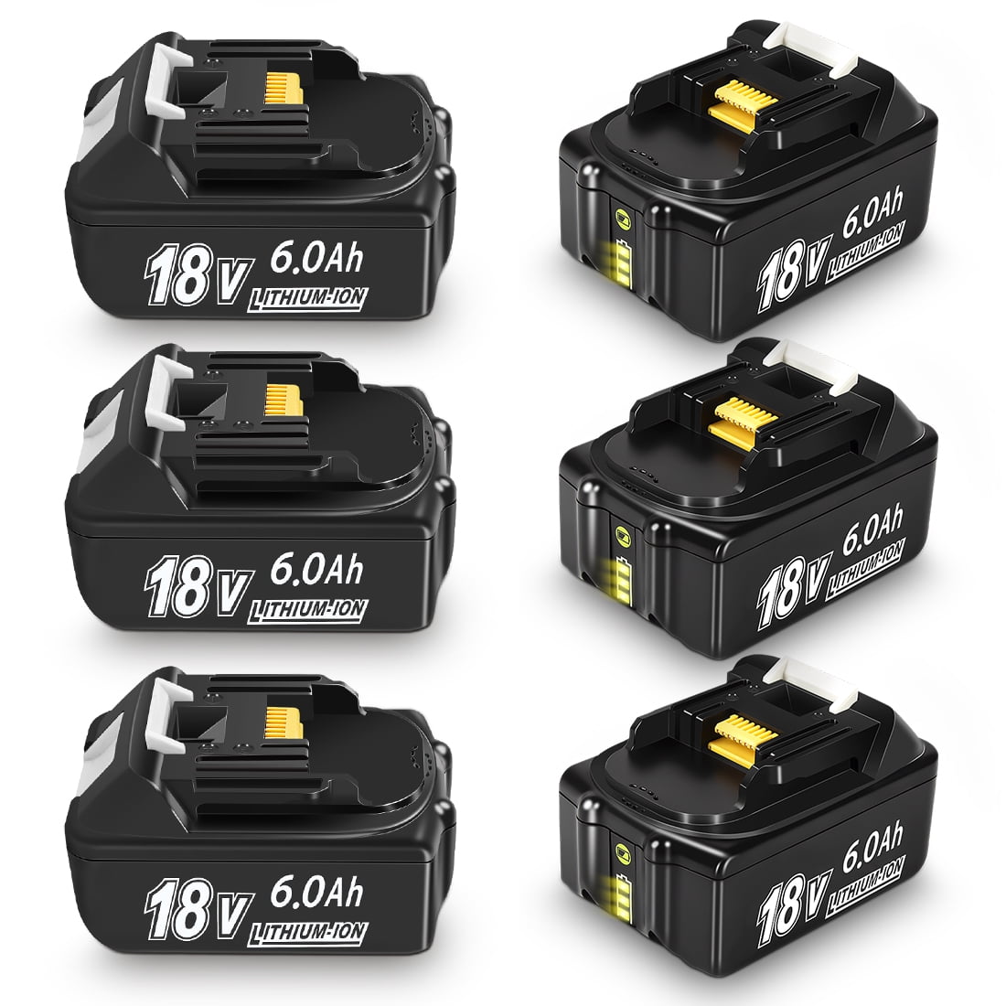 6-pack High Capacity Replacement Makita 18V BL1860B Battery