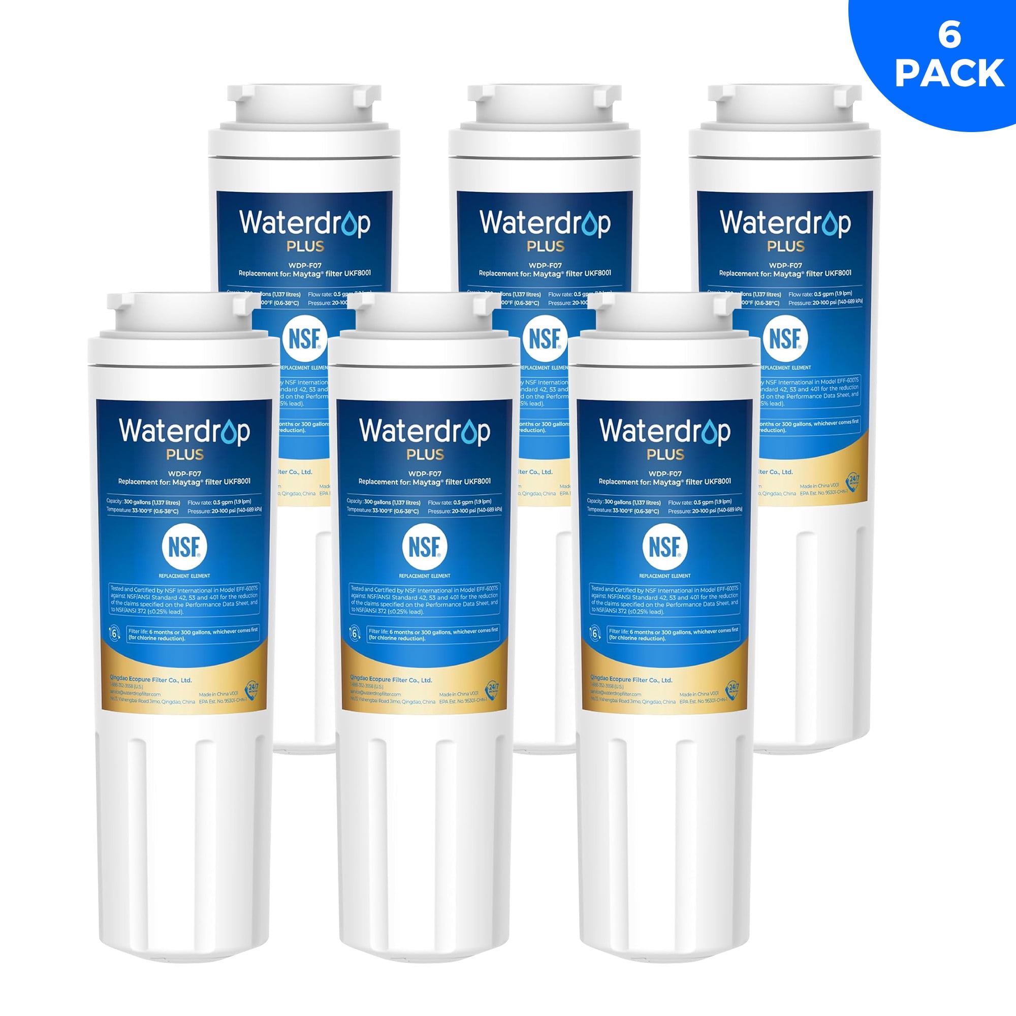 Waterdrop Refrigerator Water Filter Replacement for Maytag UKF8001AXX, 4396395, Puriclean II, FMM-2