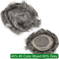 thumbnail image 1 of Replacement for Men Thin Skin Toupee Mono Lace Top Mens Hair Pieces Replacement System #3 Mixed 60%Grey Human Hair Toupee, 1 of 5