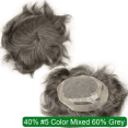 thumbnail image 1 of Replacement for Men Thin Skin Toupee Mono Lace Top Mens Hair Pieces Replacement System #5 Mixed 60%Grey Human Hair Toupee, 1 of 5