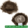 thumbnail image 1 of Replacement for Men Thin Skin Toupee Mono Lace Top Mens Hair Pieces Replacement System #6 Mixed 10% Grey Human Hair Toupee, 1 of 3