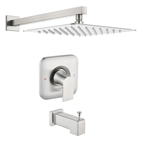 Replacement for Moen Shower Faucet Trim Kit, 12" Rainfall Showerhead, Shower Handle& Tub Spout, (Valve& Catridge Not Inclued), Brushed Nickel