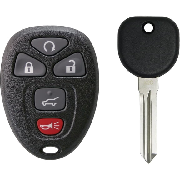 Easy to Use Replacement for New Keyless Entry 5 Button Remote Start Car Key Fob for Select Vehicles with New Ignition Car Key Circle Plus B111
