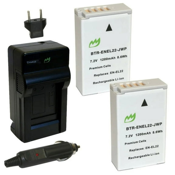 Replacement for Nikon 1 J4 Battery (2-Pack, 1200mAh) and Charger