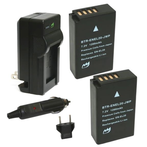 Replacement for Nikon Coolpix P950 Battery (2-Pack, 1200mAh) and Charger with Car Adapter