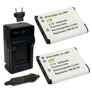 Replacement for Nikon Coolpix S3300 Battery 2-Pack, 1000mAh and Charger with Car Adapter