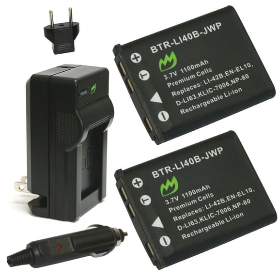 Replacement for Nikon Coolpix S4000 Battery (2-Pack, 1100mAh) and Charger with Car Adapter