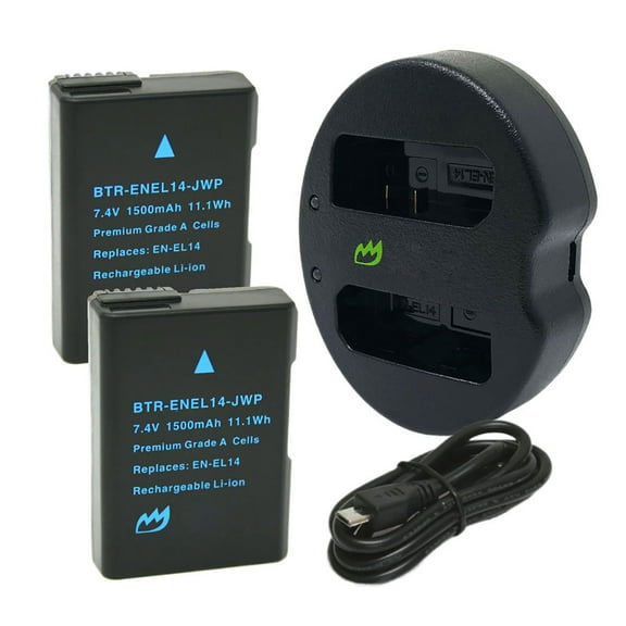 Replacement for Nikon D5300 Battery (2-Pack, 1500mAh) and Dual Charger