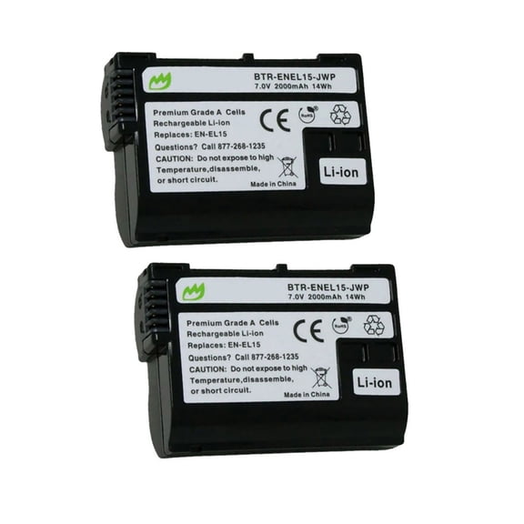 Replacement for Nikon EN-EL15b Battery (2-Pack, 2000mAh)