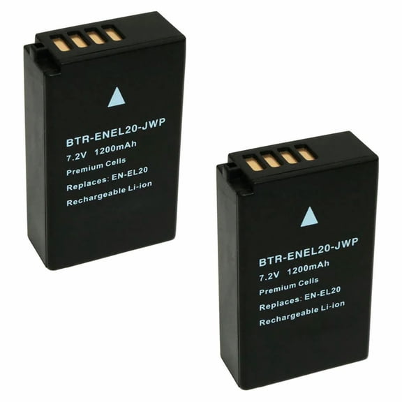 Replacement for Nikon EN-EL20 Battery (2-Pack, 1200mAh)