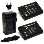 Replacement for Nikon EN-EL23 Battery 2-Pack, 2200mAh and Charger with Car Adapter