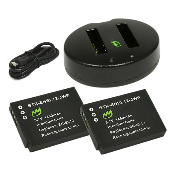 Replacement for Nikon P330 Battery (2-Pack, 1450mAh) and Dual Charger