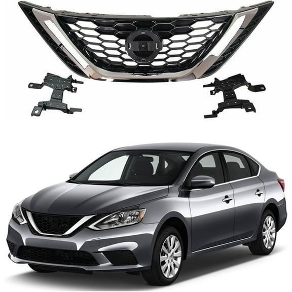 Replacement for Nissan Sentra 2016 2017 2018 Front Grille Bumper Upper Grille 62310-3YU0A NI1200279