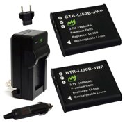 Replacement for Olympus LI-50B Battery 2-Pack, 1200mAh and Charger with Car Adapter