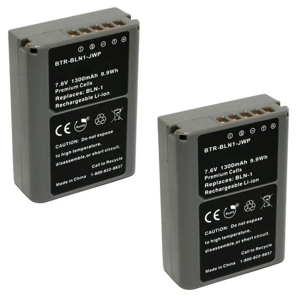 Replacement for Olympus OM-D E-M5 Battery (2-Pack, 1300mAh)