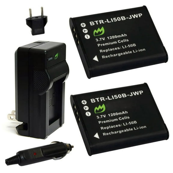 Replacement for Olympus SZ-20 Battery (2-Pack, 1200mAh) and Charger