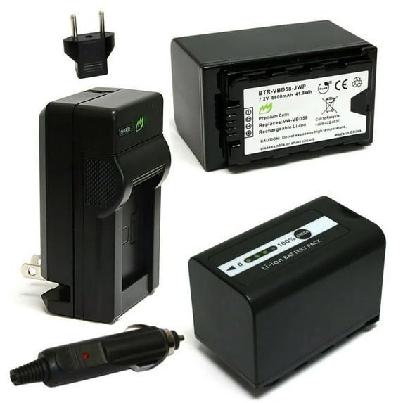 Replacement for Panasonic AG-HVX201 Battery (2-Pack, 5800mAh) and Charger