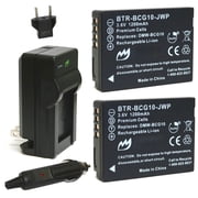 Replacement for Panasonic DMW-BCG10PP Battery 2-Pack, 1200mAh and Charger with Car Adapter