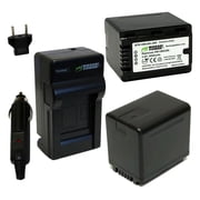 Replacement for Panasonic HC-V100 Battery 2-Pack, 4000mAh and Charger with Car Adapter