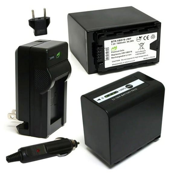 Replacement for Panasonic HC-X1000 Battery (2-Pack, 7800mAh) and Charger