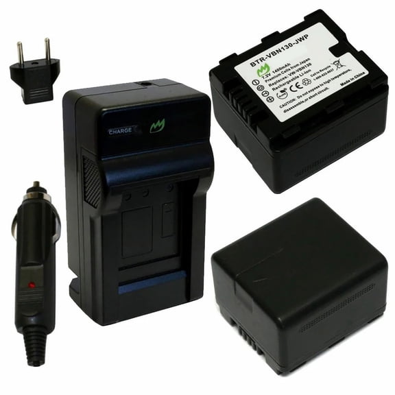 Replacement for Panasonic HC-X920 Battery (2-Pack, 1400mAh) and Charger