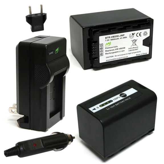 Replacement for Panasonic HDC-Z10000GK Battery (2-Pack, 5800mAh) and Charger