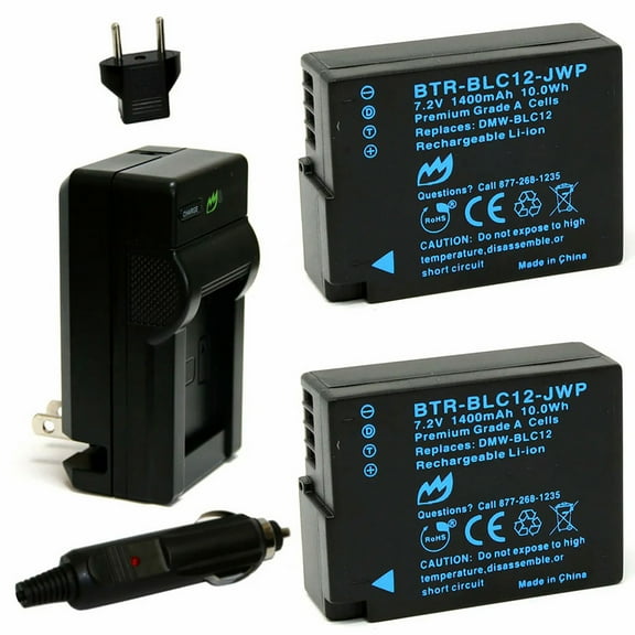 Replacement for Panasonic Lumix DMC-2500 Battery (2-Pack, 1400mAh, Fully Decoded) and Charger