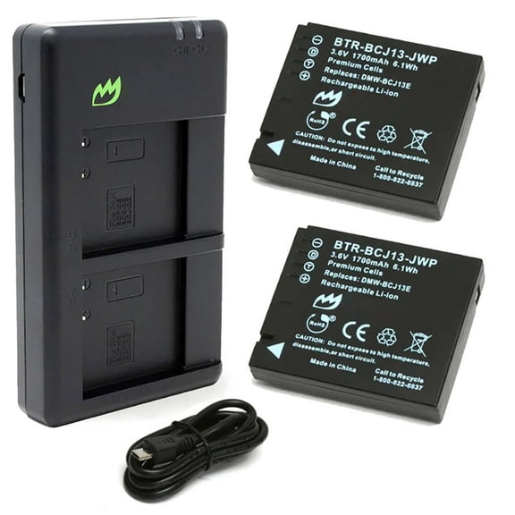 Replacement for Panasonic Lumix DMC-LX7 Battery (2-Pack, 1700mAh) and USB Dual Charger