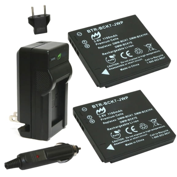 Replacement for Panasonic Lumix DMC-S3 Battery (2-Pack, 1100mAh) and Charger with Car Adapter