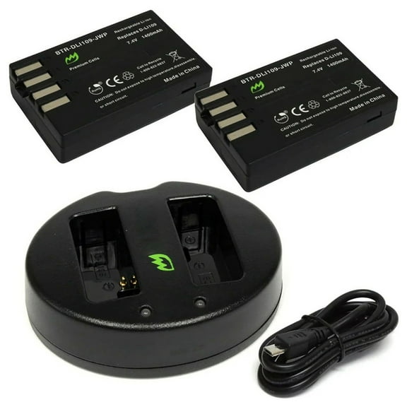 Replacement for Pentax D-LI109 Battery (2-Pack, 1400mAh) and Dual Charger