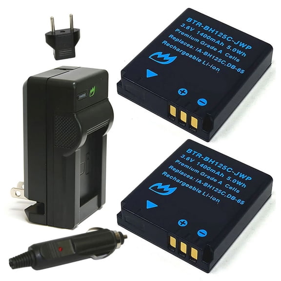 Replacement for Pentax MX-1 Battery (2-Pack, 1200mAh) and Charger