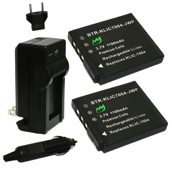 Replacement for Pentax Q7 Battery (2-Pack, 1100mAh) and Charger