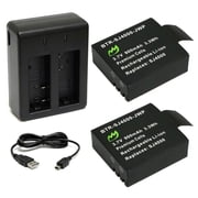 Replacement for SJCAM Aizbo Battery 2-Pack, 900mAh and Dual Charger