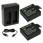 Replacement for SJCAM DareTang Battery 2-Pack, 900mAh and Dual Charger