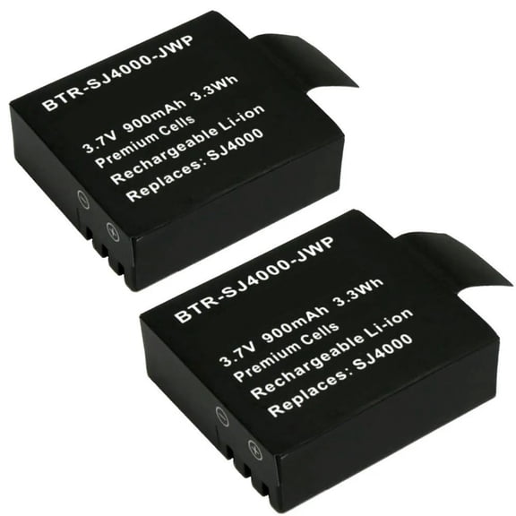 Replacement for SJCAM SJ4000 Battery (2-Pack, 900mAh)