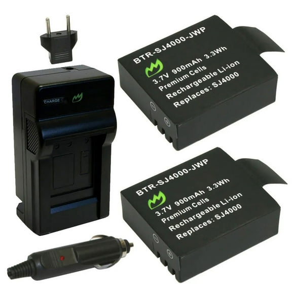 Replacement for SJCAM Vikeepro Battery (2-Pack, 700mAh) and Charger