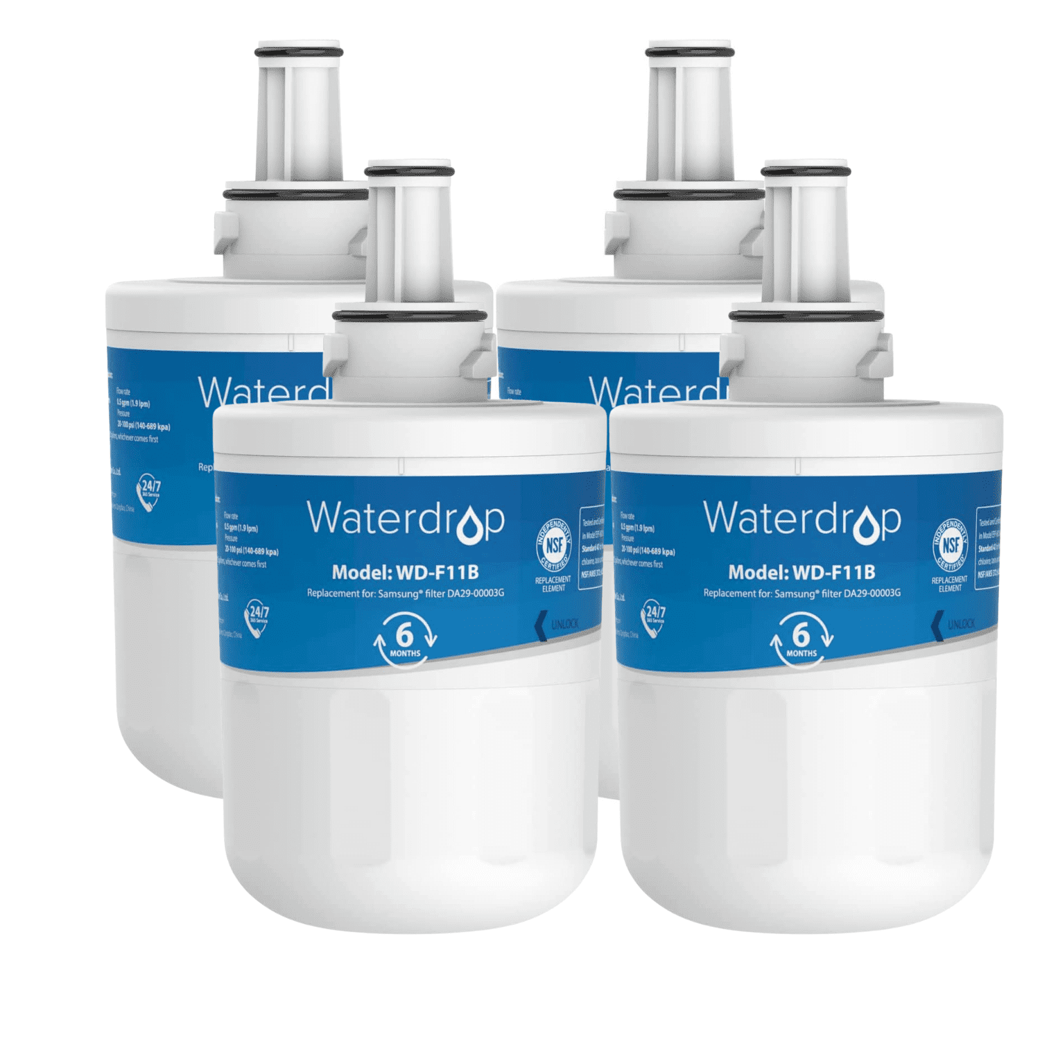 Replacement for Samsung Aqua-Pure Plus DA29-00003G, DA29-00003B, DA29-00003A,  HAFCU1 Refrigerator Water Filter By Waterdrop(4 Pack) 