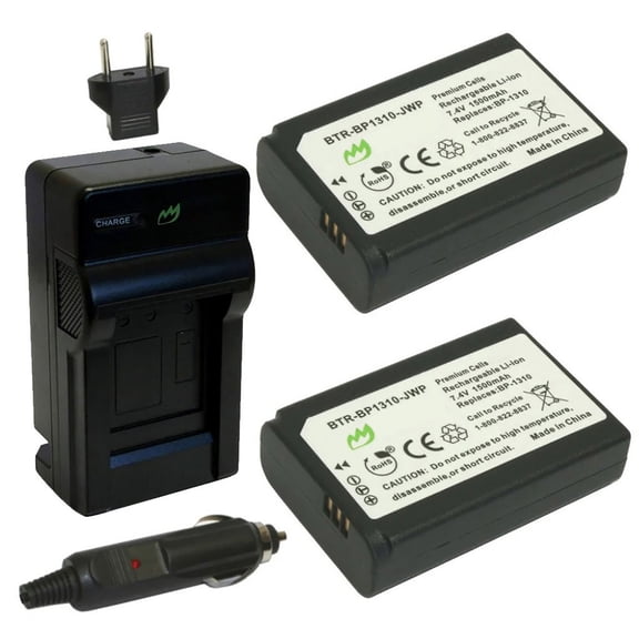 Replacement for Samsung BP1130 Battery (2-Pack, 1500mAh) and Charger