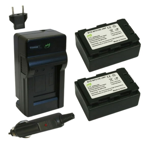 Replacement for Samsung HMX-F80 Battery (2-Pack, 2500mAh) and Charger