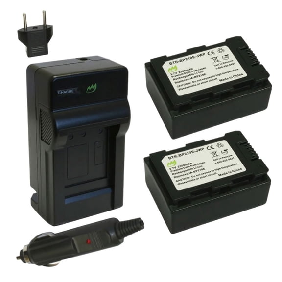 Replacement for Samsung HMX-F80 Battery (2-Pack, 2500mAh) and Charger