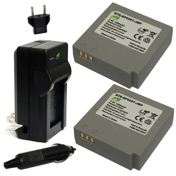 Replacement for Samsung SC-MX10 Battery (2-Pack, 1200mAh) and Charger