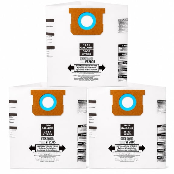Replacement for Shop-Vac 9066200 Type F 10-14 Gallon Disposable Collection Filter Bag 3-Pack Disposable Filter Bags, White
