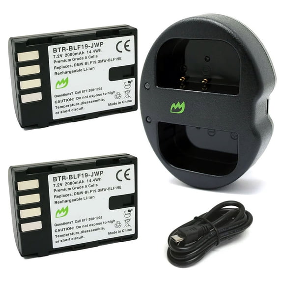 Replacement for Sigma Quattro dp1 Battery (2-Pack, 2000mAh) and USB Dual Charger