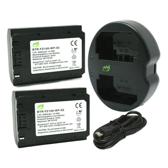Replacement for Sony Alpha 7R IV Battery (2-Pack, 2000mAh) and Dual Charger