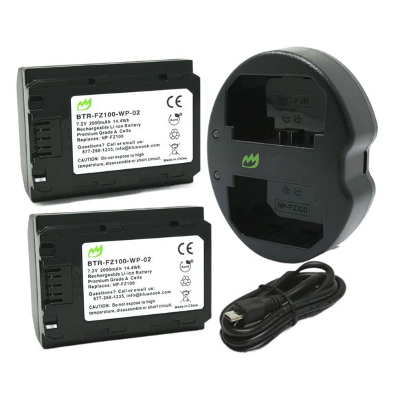 Replacement for Sony Alpha ILCE-7M4 Battery (2-Pack, 2000mAh) and Dual Charger