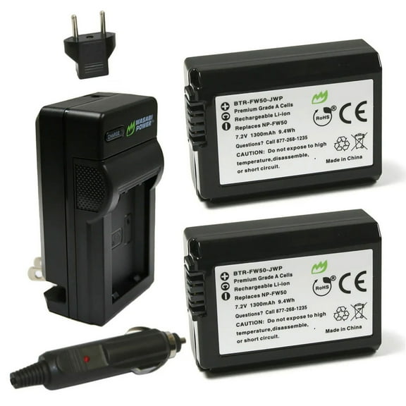 Replacement for Sony Alpha a6000 Battery (2-Pack, 1300mAh) and Charger