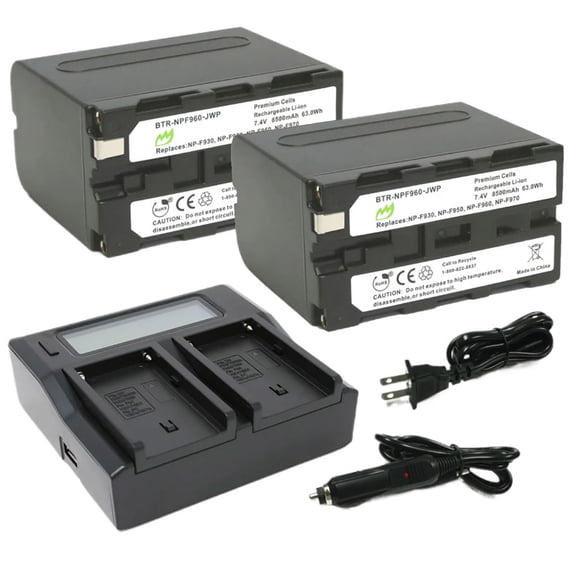Replacement for Sony CCD-SC6 Battery (2-Pack, 8500mAh) and Dual Charger
